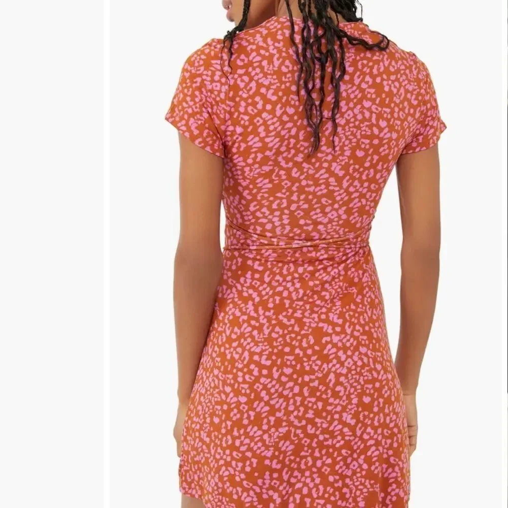 Free People Women's Marsaille Front-Cutout Tie-Waist Mini Dress Rust Combo
